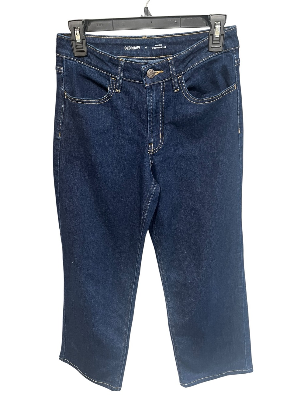 Old Navy Dark Wash High Rise Wide Leg Denim Jeans - Size 4 - Picture 1 of 5
